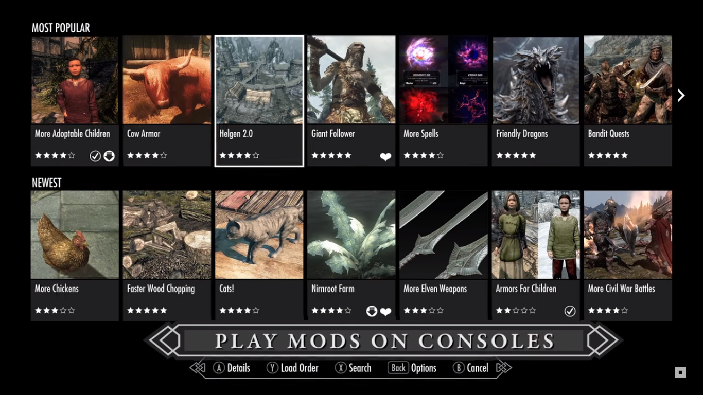 Mods on ps4 skyrim special edition
